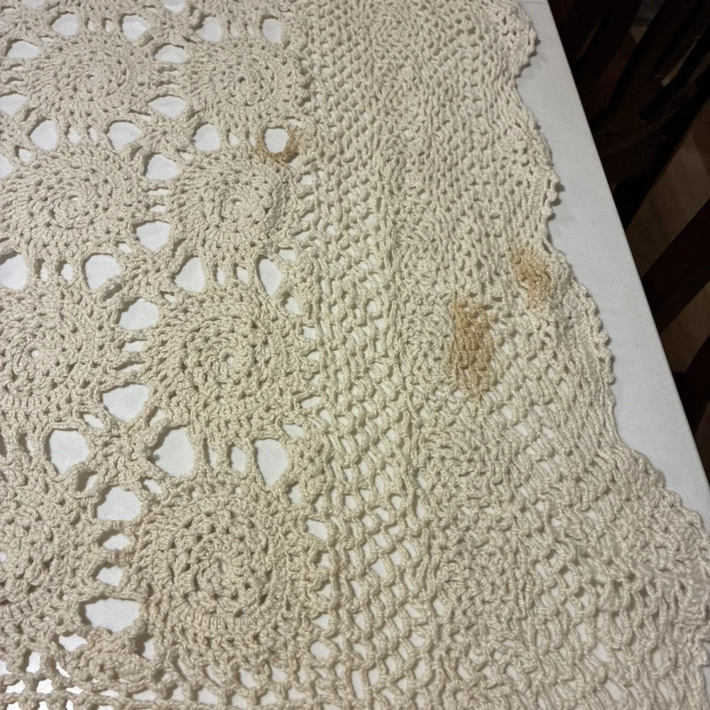 Crochet Tablecloth Rectangle 36x54 Beige Unbranded.